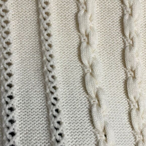 BROADCAST sweater asymmetrically fringed crewneck long sleeve wool blend women S - Picture 5 of 10